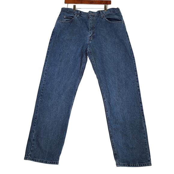 Wrangler Authentic Jeans Men's Dark Denim Size 36×32 Relaxed Fit - Picture 1 of 11